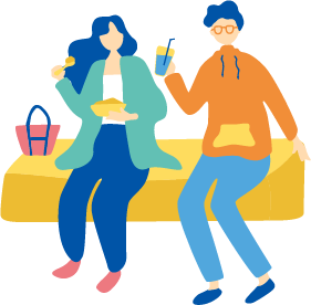 大人が食事するイラスト